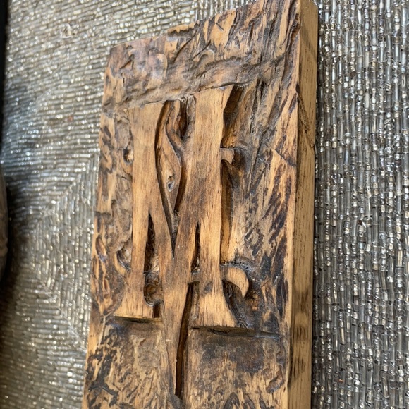COTTAGECORE HANDMADE HAND-CARVED ARTISIAN ONE OF A KIND WOOD LETTER “M” - Picture 2 of 4